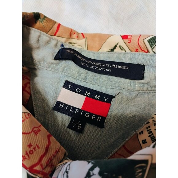 Vintage Tommy Hilfiger Shirt Twin Pines Long Sleeve Button Down Mens Large - Picture 2 of 8